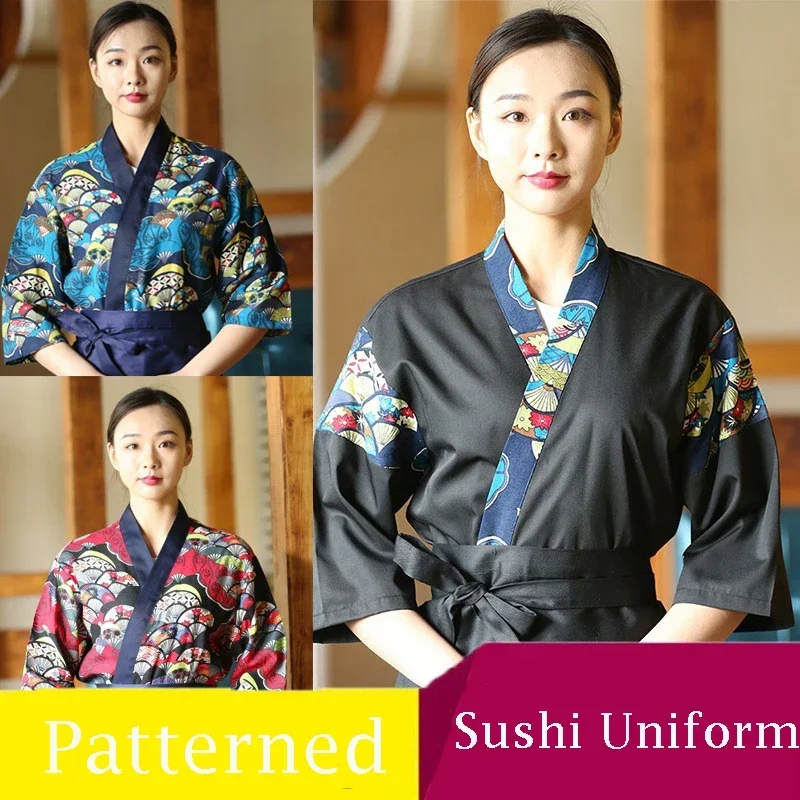 Kimono da donna per ristorante cameriere cameriera uniforme da cuoco 2024 elegante uniforme da Sushi giapponese per uniforme da cameriera da uomo