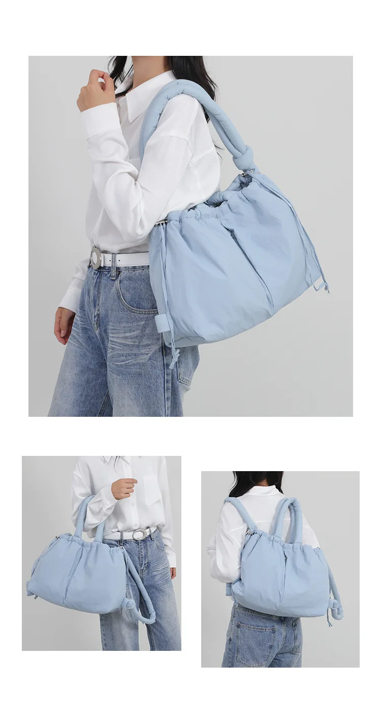 Casual Nylon Padded Tote Bag Designer Soft Puffer Women Shoulder Crossbody Bags Simple Vintage Large Capacity Handbags 2026