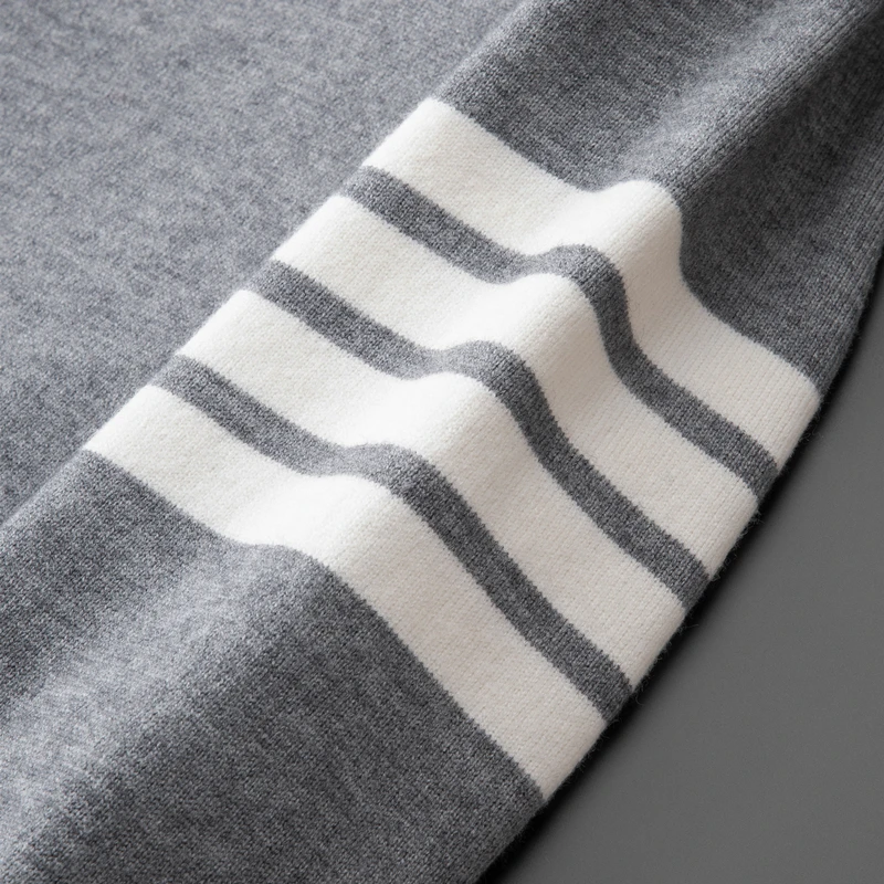 Cardigan lavorato a maglia di marca di fascia alta da uomo primavera e autunno nuovo cappotto maglione con scollo a V con spacco laterale casual coreano di tendenza classica a righe