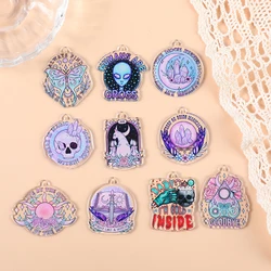 10Pcs Skull Charms Creative Acrylic OUIJA Death Month Pendant For Earring Necklace Diy Making