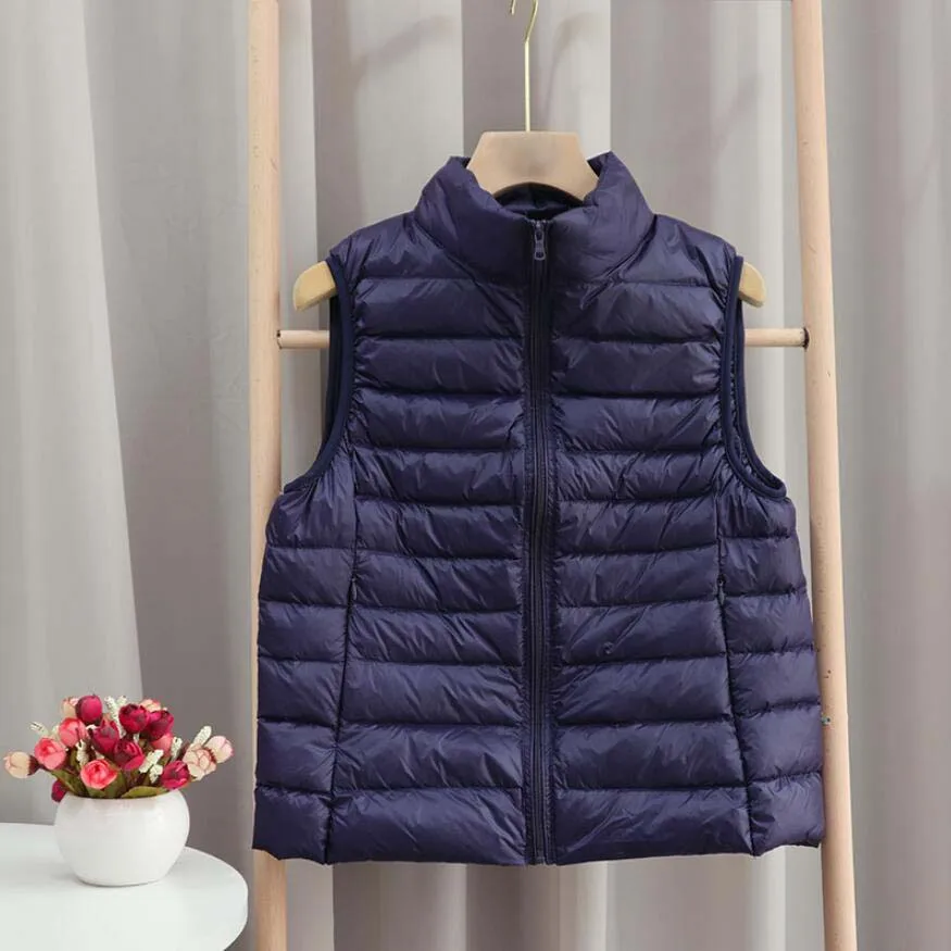 Autumn Winter Ultra-light Women Down Vest Jacket Sleeveless White Duck Down Warm Waistcoat Outerwear Coats for Woman Portable