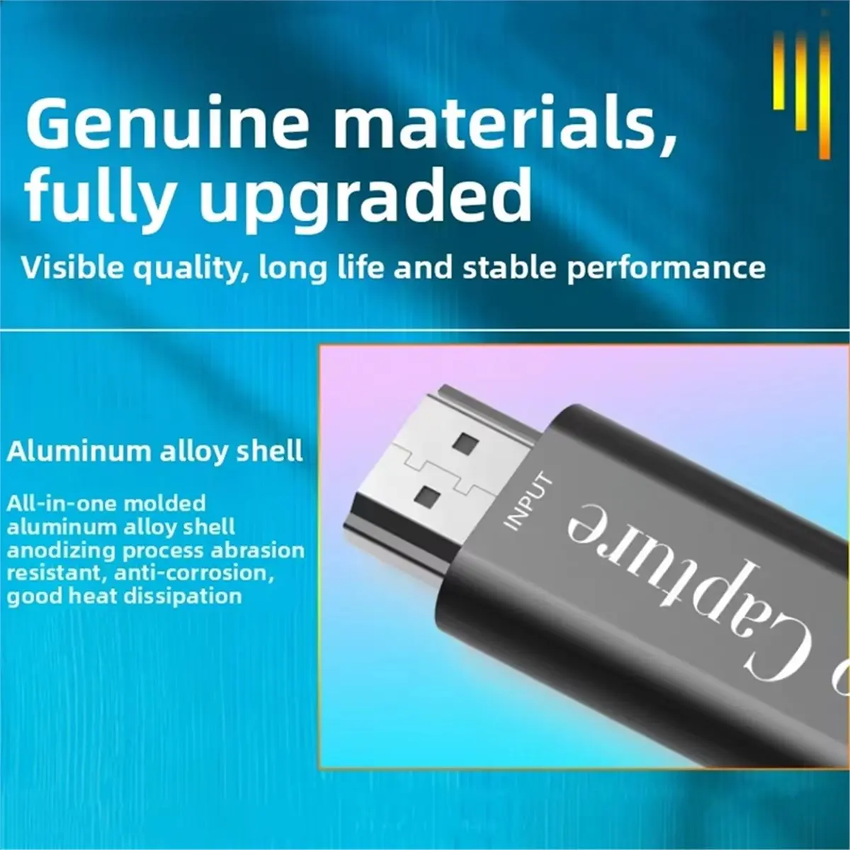 USB3.0 Video Capture Card 4K -Compatible to 1080P 60fps USB/Type C Record Plug and Play for Gamingg Streaming Live