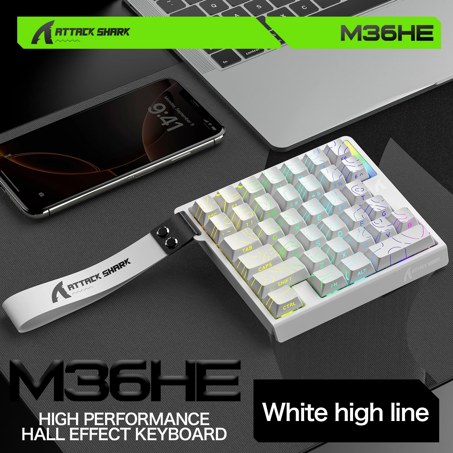 ATTACK SHARK M36HE Wired Hall Effect Gaming Keypad 8000Hz 128K Scan 0.01mm RT RGB Magnetic One-Handed Keyboard Low Latency