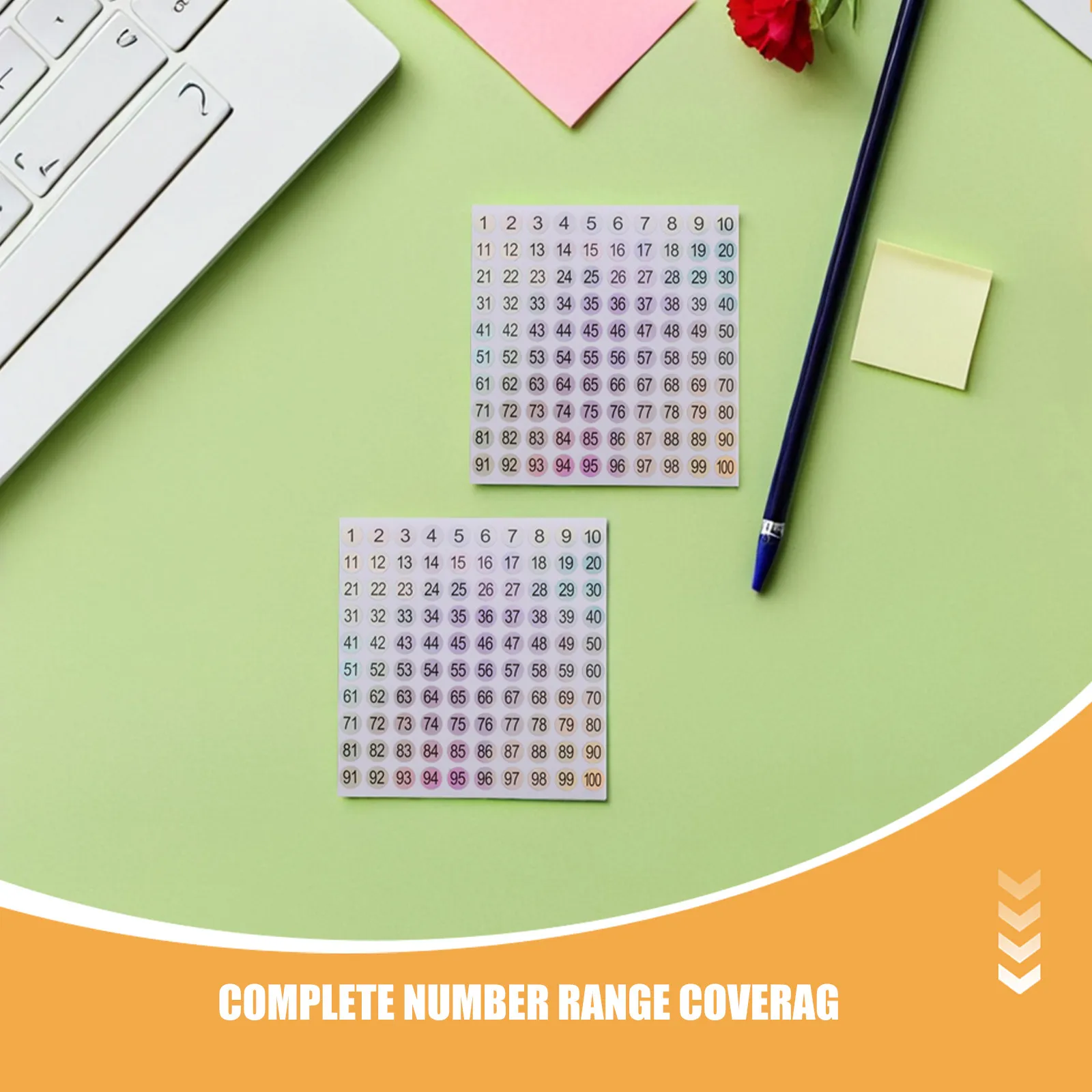 20Sheets Holographic Number Stickers 1-100 Small Round Self Adhesive Labels Removable Waterproof Scratch Resistant for Storage