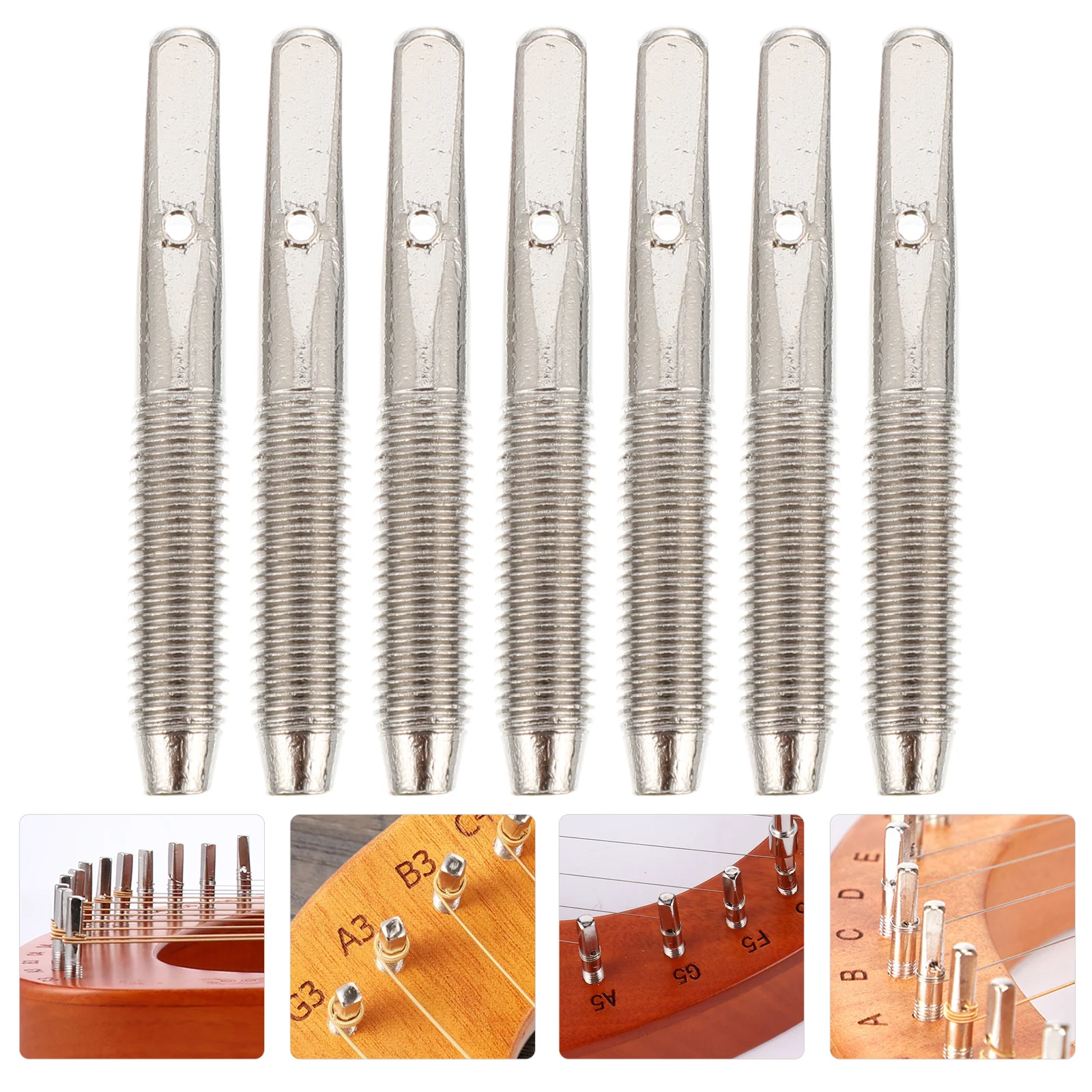 

7 PCS Lyre Fastening Nails Musical Instruments Fixing for Metal Harp Pin Zither Tuning Part