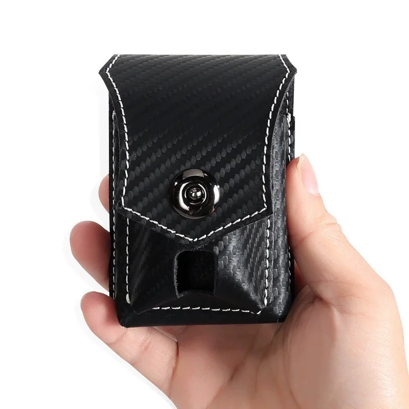

Genuine Leather Cigarette Case Bag Lighter Holder 2-in-1 Vintage Men's Outdoor Belt Small Waist Pack Lighter Bag