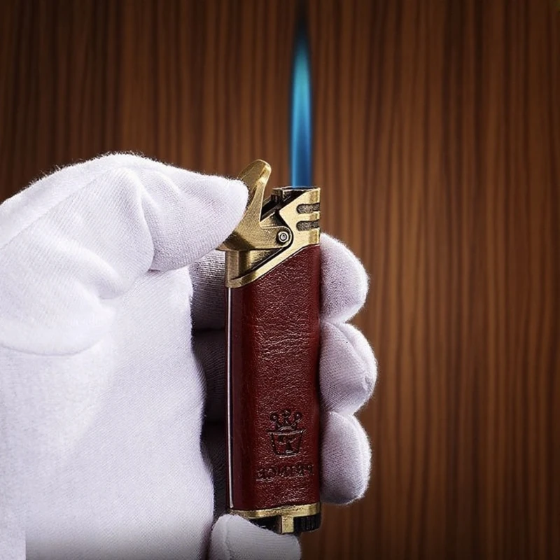 

Embossing Eagle Waterproof Pistol Torch Lighter Refillable Gas Cigarette Lighter with Unique Leather Cooling Flame Design Tool
