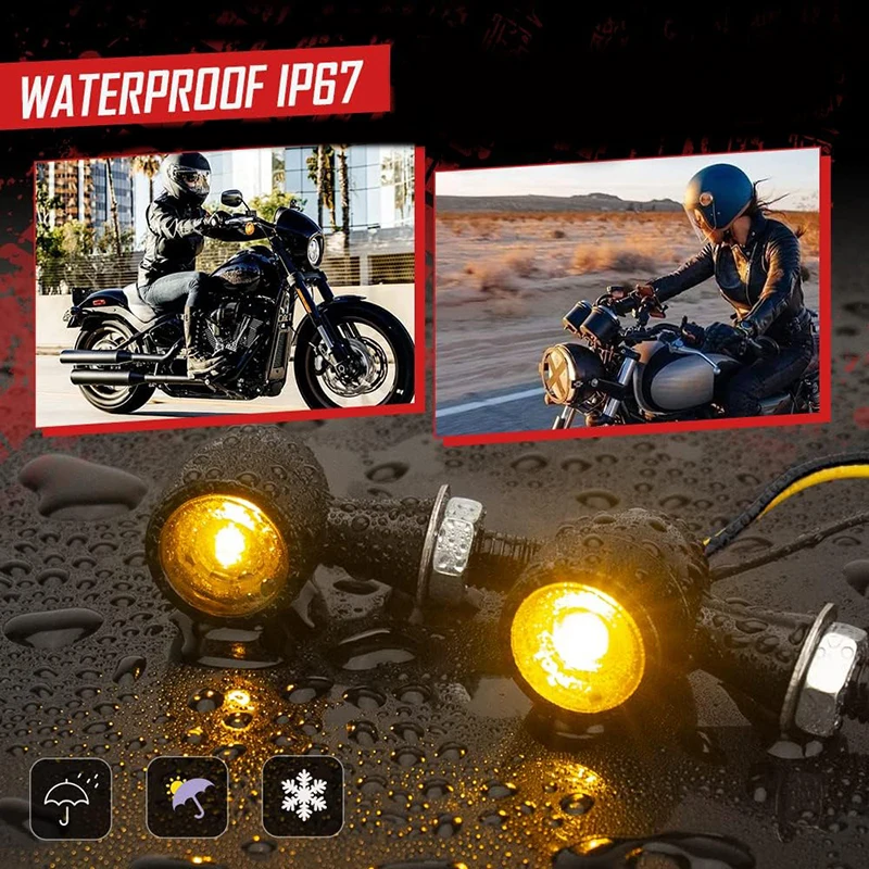 ミニLEDモーターサイクルウインカー,点滅ライト,12V, 8mm,琥珀色