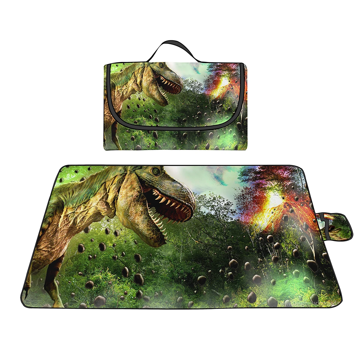 Picnic Mats Fierce Dinosaur Print Waterproof Sandproof Foldable Compact Outdoor Beach Blankets for Camping Lawn Hiking Travel