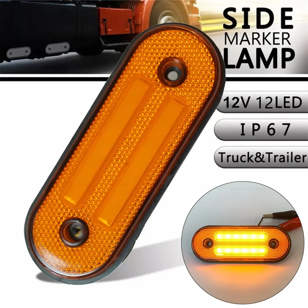 

12LED Oval Marker Side Lights Trailer Truck Lorry Indicator Lamps 12-24V IP67 ABS+PC For Cars Vans Truck Trailers