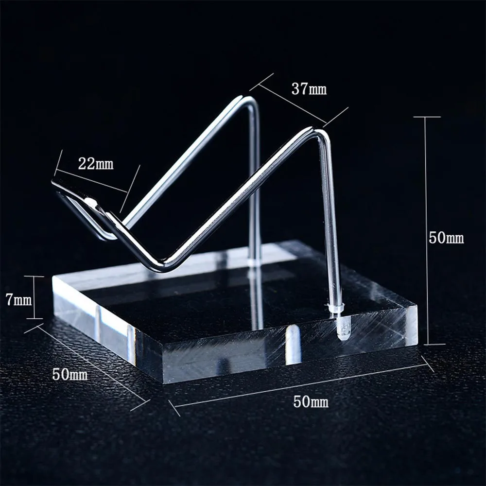 Acrylic Base Metal Bracket Mineral Specimen Display Stand Holder for Agate Slices Crystal Clusters Fossils Decor