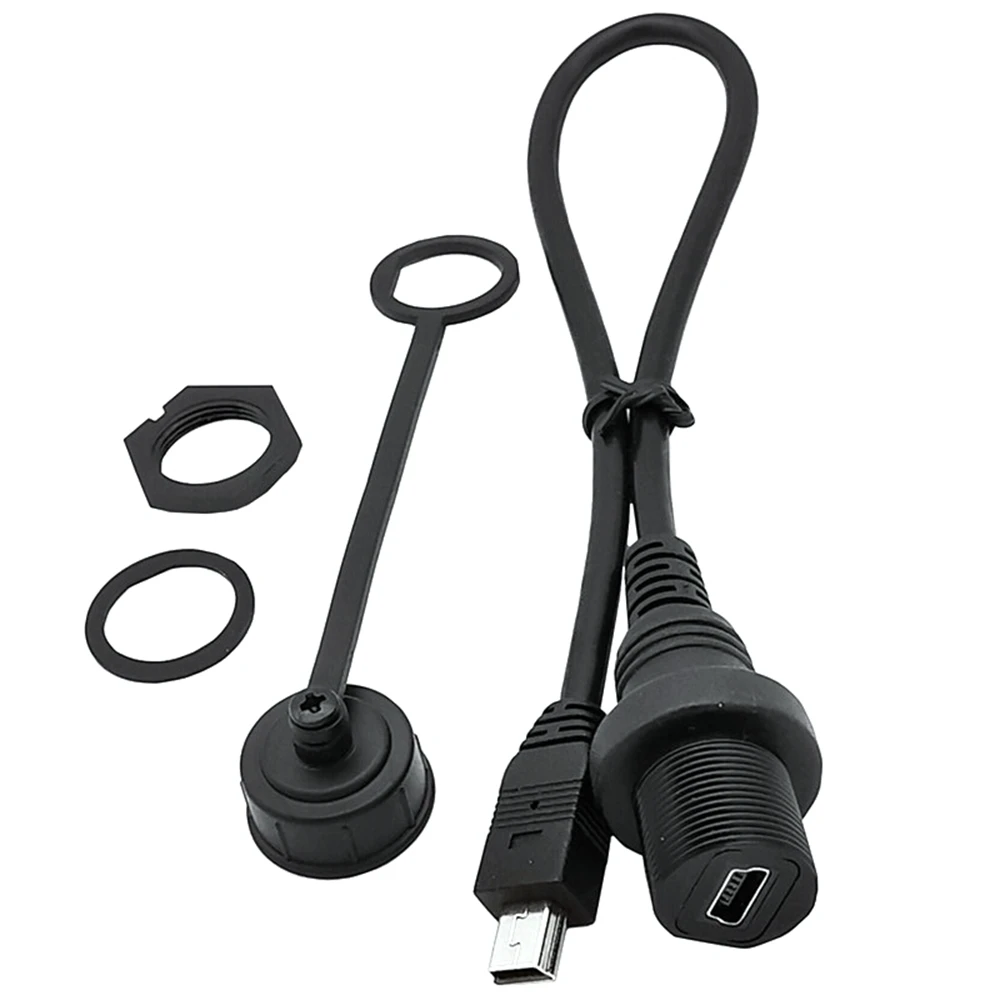 Mini USB 2.0 IP67 Waterproof Cable, mini USB 2.0 Male to Female IP 67 Waterproof Panel Mount Connector Extension Cable