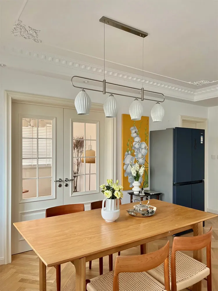 Middle aged glass cream style long bar restaurant chandelier French minimalist Bauhaus Vintage sand nickel bar desk lamp
