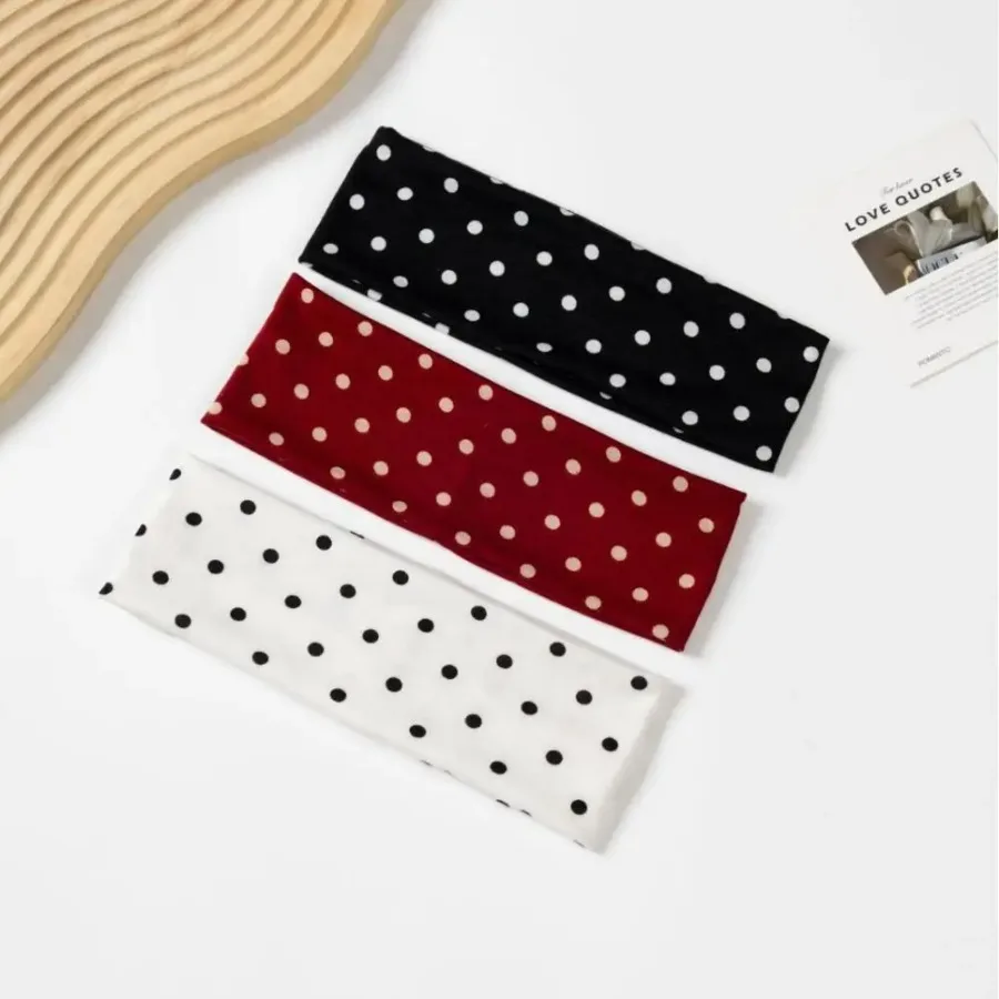 

1P Random color Fashion Polka Dot Makeup Hairband Hair Accessories New Wave Yoga Elastic Headband Sports Fitness Sweat-absorbent Hairband
