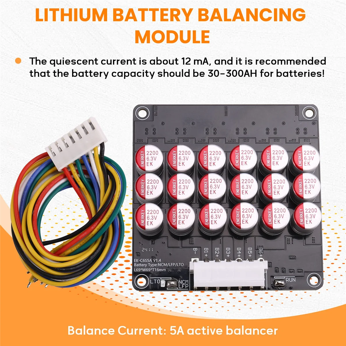 

# Аксессуары для электроники 86N, активный эквалайзер 6S, балансир Lifepo4/ Lipo/LTO, аккумулятор BMS, черный