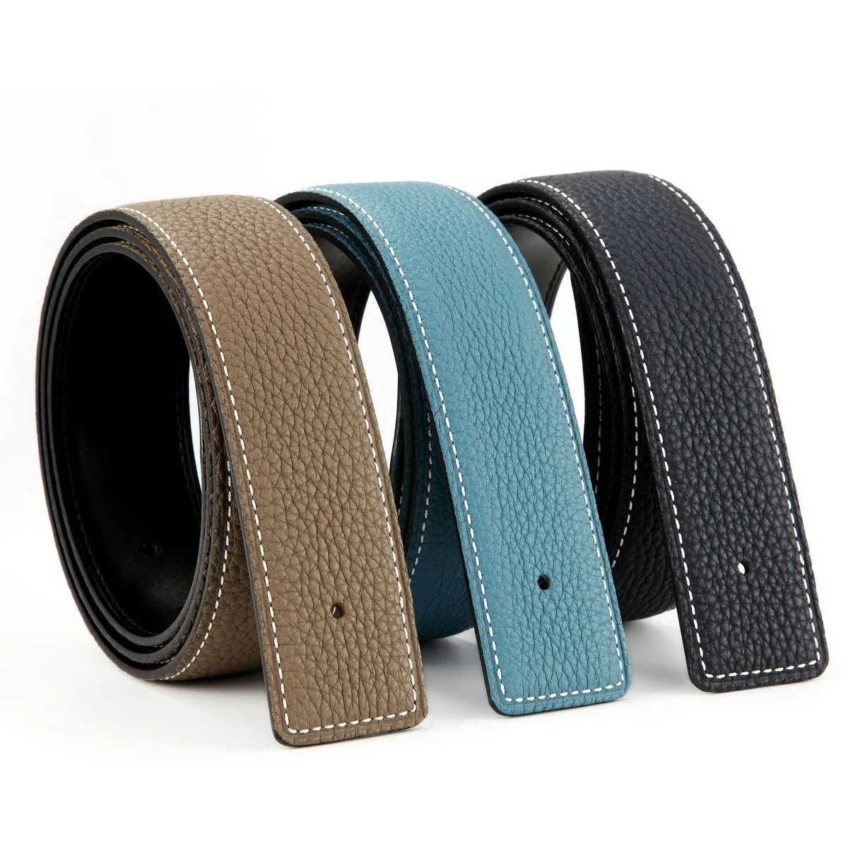 Separate belt headless suitable for litchi belt men's h-button cowhide headless trouser belt single belt body 3.8cm