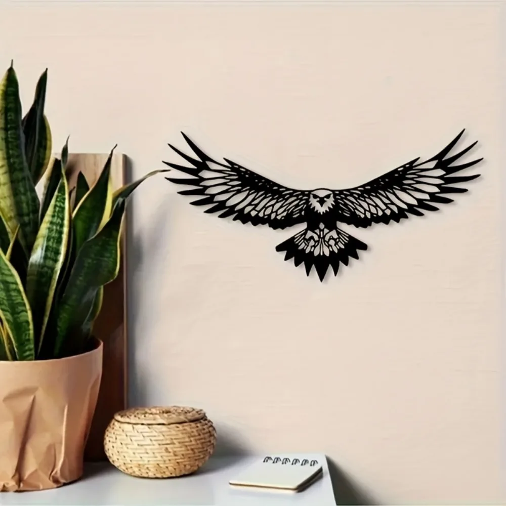 CIFBUY Metal Wall Art Iron Hanging Decor 2D Sculpture Flying Eagle Rustproof For Living Room Home Indoor Outdoor Patio Rustic
