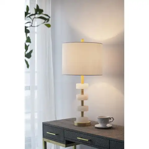 Lámpara de mesa de mármol 13x13x26: diseño elegante, detalles modernos, perfecta para uso en sala de estar, dormitorio o oficina