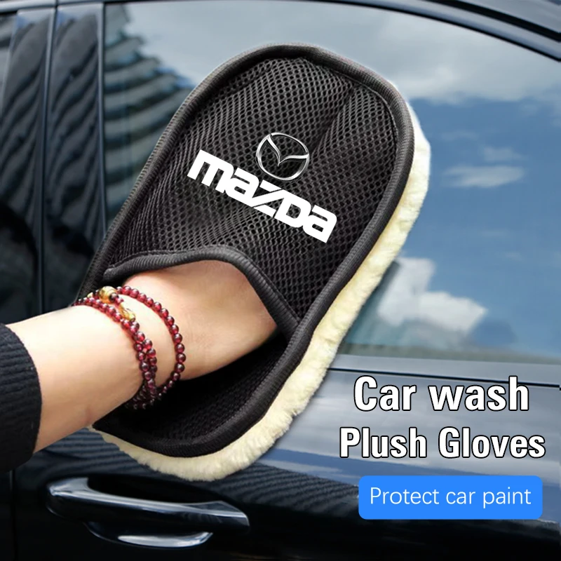 Luvas de Limpeza Automotiva de Pelúcia, Toalha de Lã Espessa para Lavagem, para Mazda 3 6 2 5 CX5 CX3 Atenza MX5 CX7 Axela CX30 CX90 CX60 CX50 MX30 CX9