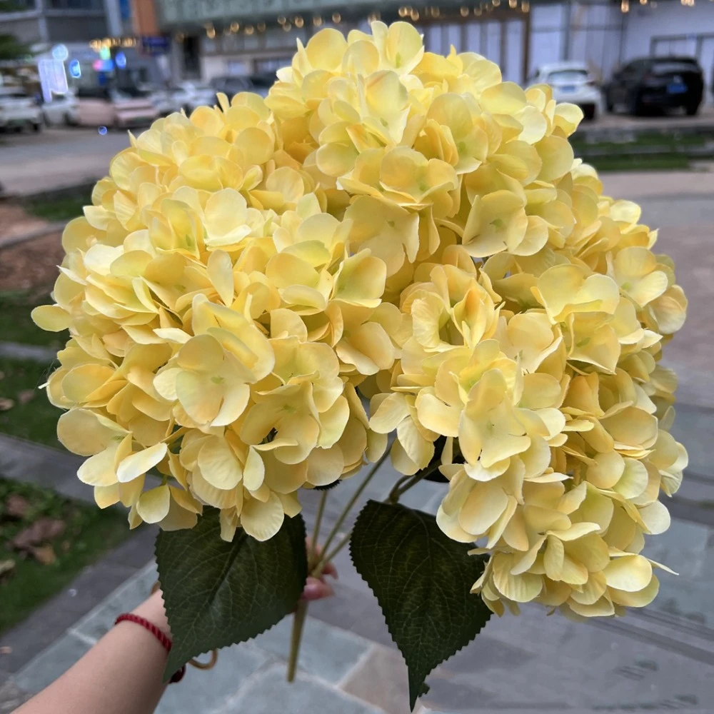 

5 Heads Artificial Hydrangea Flower Silk Large Size Fake Hydrangea Flowers DIY Bridal Hydrangea Bouquet for Home Party Wedding