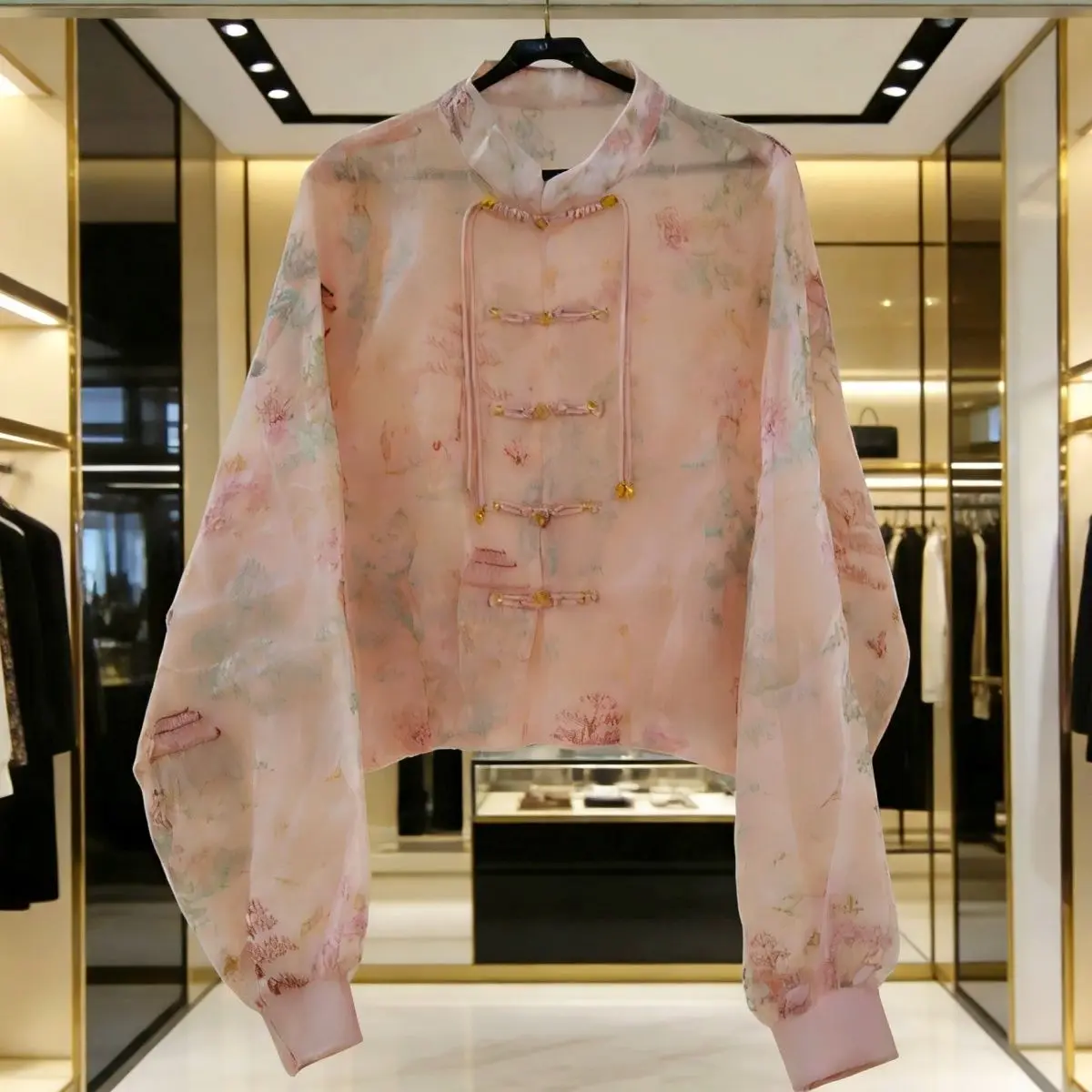 

Vintage New Chinese Style Frog Button Embroidery Top Summer High-end Embroidery Long-sleeved Jacket Women's Lightweight Coat