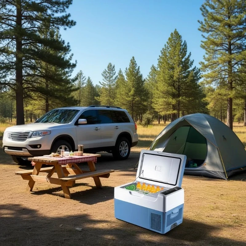 Portable car refrigerator, compressor cooler 12V DC 110-240V AC suitable for camping trips 2