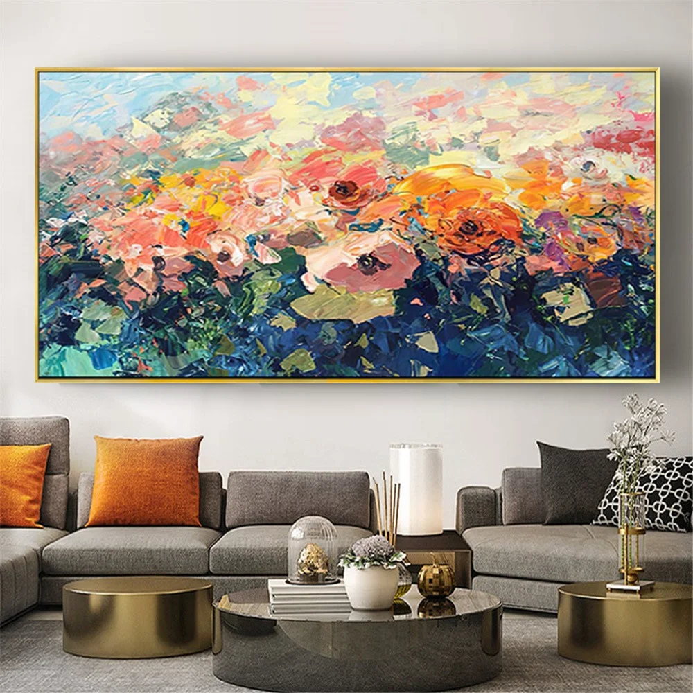 

100% Handmade Handpainted Oil Painting On Canvas Large Fashion Flower Wall Art Rose Picture For Living Room Home Decor Gift