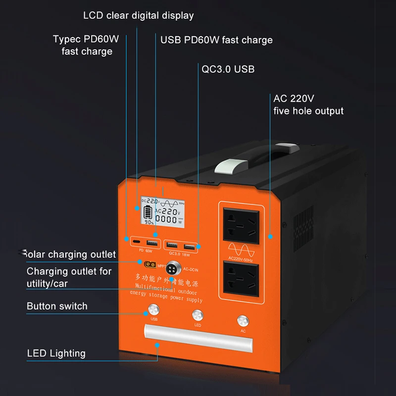 Zhengxi Outdoor portable energy storage 110v 220v high-power emergency power supply 500W 1000w portable power station