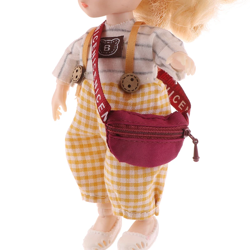 1/8 1/12 Dollhouse Miniature Cross-body Cloth Waist Bag Mini Doll Chest Bag Shoulder Bag Handbag Backpack Purses Model Decor Toy