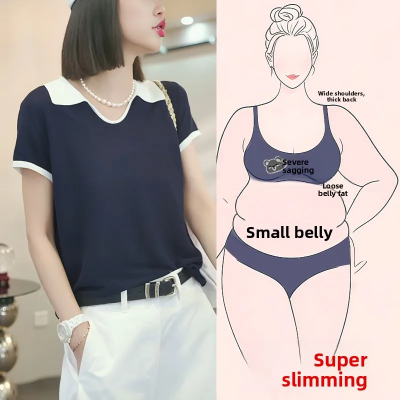 

Летняя тонкая трикотажная рубашка с коротким рукавом, женская свободная модная блузка с V-образным вырезом, повседневный топ, дышащий, удобный, больших размеров