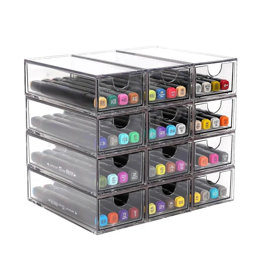 

Настольный органайзер с выдвижными ящиками, штабелируемые пластиковые ящики для хранения косметики или организации рабочего стола, тумбочки для офиса или гардеробной