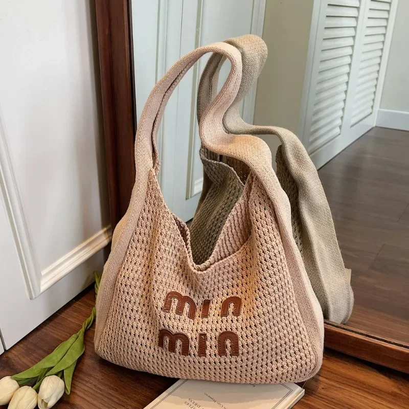 

2025 Summer New Macrame Jacquard Braided Underarm Tote Bag for Women - LargeCapacityChicCommuteWorkShoulderPurseFashion Handbag