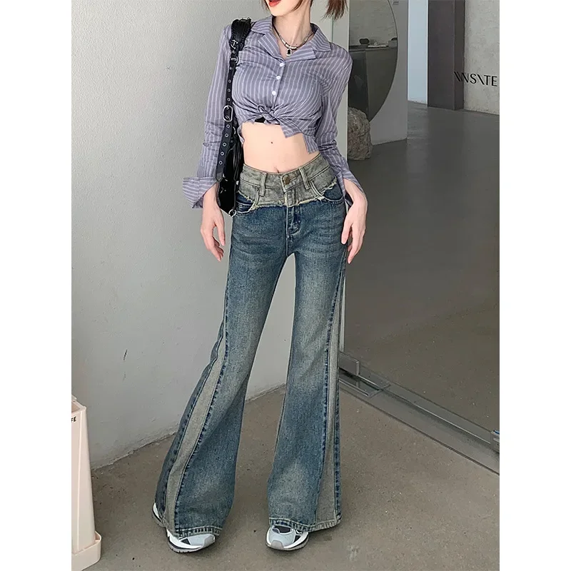 High-Waisted Slimming Straight-Leg Plus Size Jeans Women's Spring Autumn Sensibility Design Loose-Fit Wide-Leg Dragging Pants