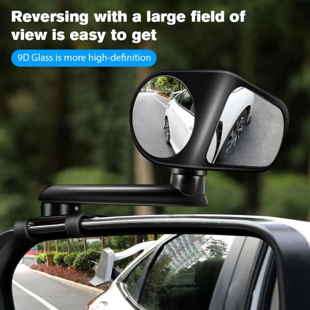 HD Glass Car Blind Spot Mirror 360 Adjustable Degree Rotatable Rear View Mirror Wide Angle ABS Car Reversing Parking Helper Car