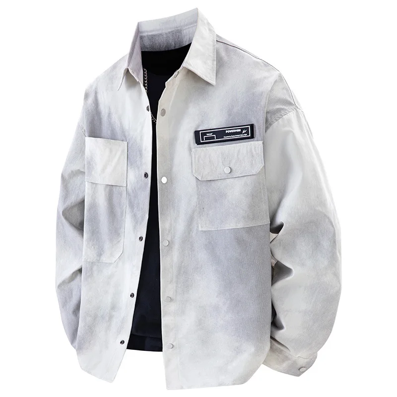 9XL Gradient plus size workwear shirt men's spring autumn trend versatile casual plus size loose shirt plus size shirts for men