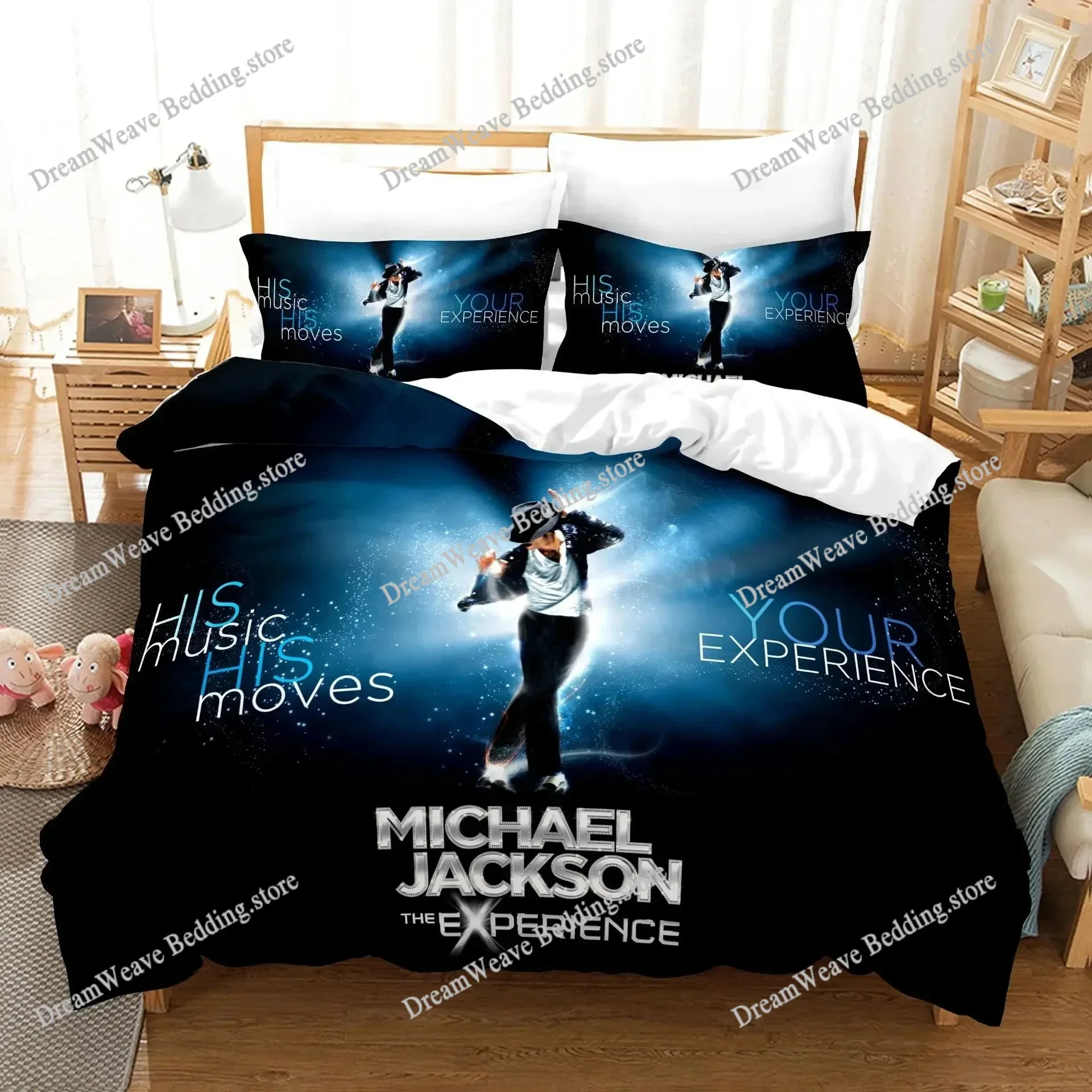 

3D Printed Michael Jackson Bedding Set,Pink Quilt Duvet,Star Peripheral Family Decoration Home Warm Textile Cover Bedclothes Set