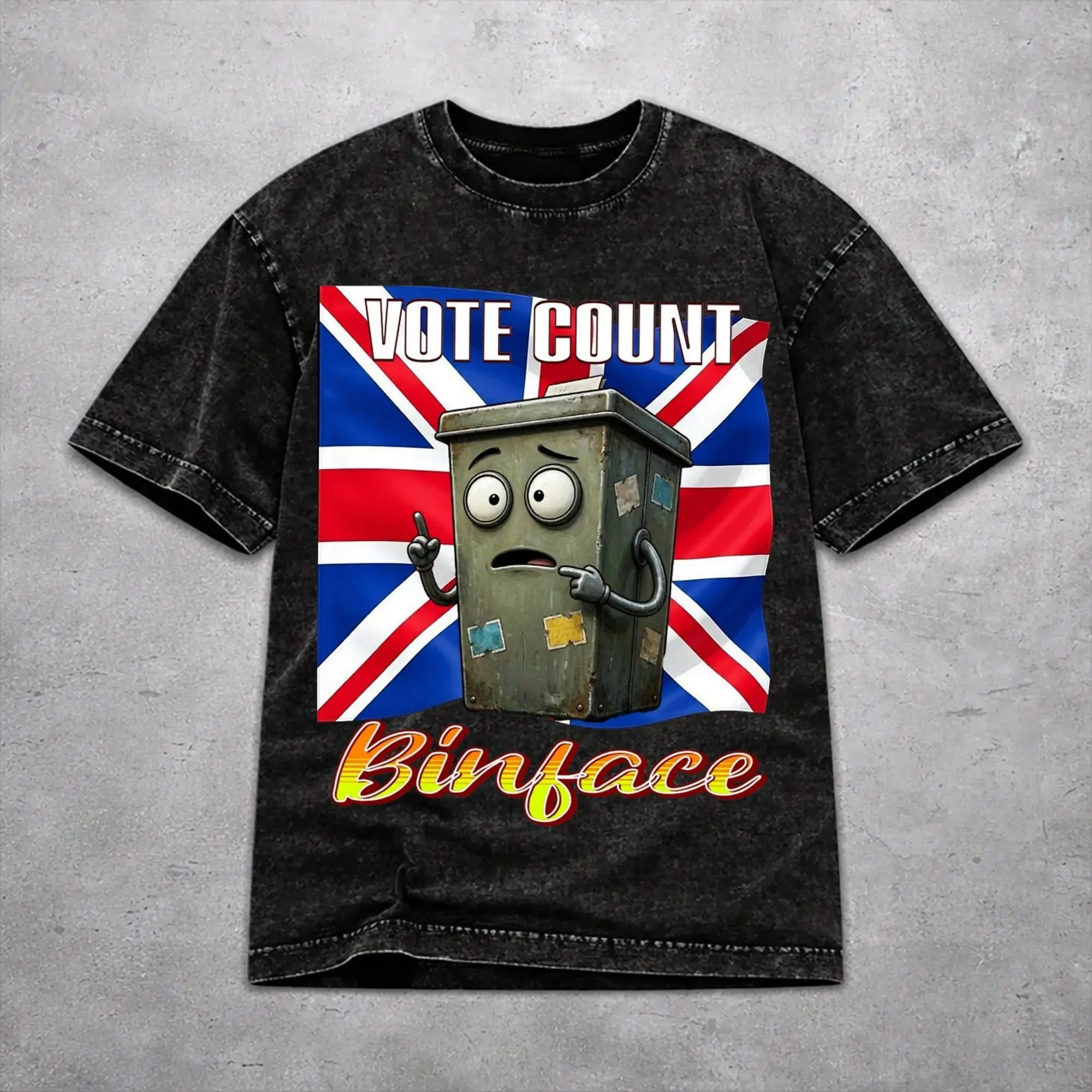 Oversize Vote Count Binface For Prime Minister  Outfit T-Shirts for Men Women  Cotton Washed Tee Shirts Clothing