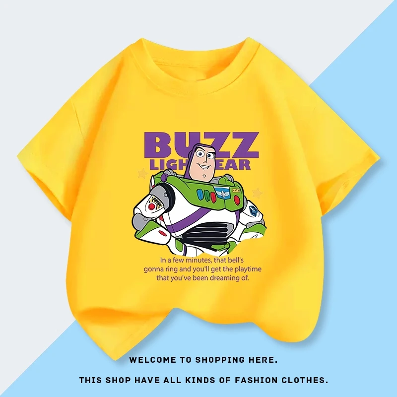 توي ستوري Buzz Lightyear العصرية الأولاد تي شيرت قصير الأكمام قميص جديد الصيف الأولاد القطن الخالص ملابس أطفال