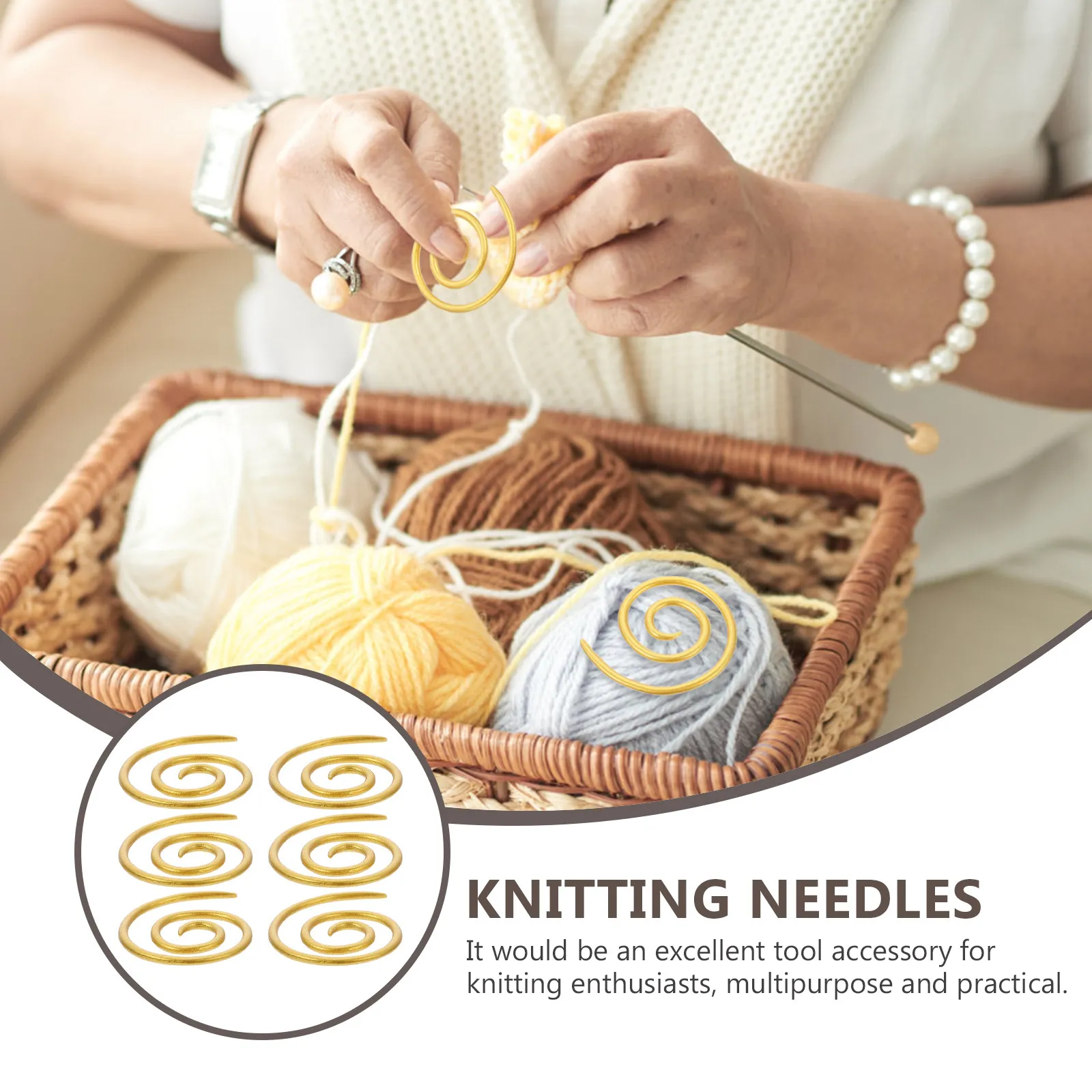 

6Pcs Spiral Cable Alloy Knitting Needles Lightweight Portable DIY Sweater Scarf Gloves Socks Hand Knitting Tools