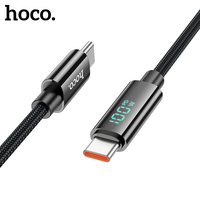 HOCO PD100W 5A LED Display Fast Charging USB C Cable For iPhone 15 Pro Max Durable Woven Braid Charging Cord For Samsung S23 S24