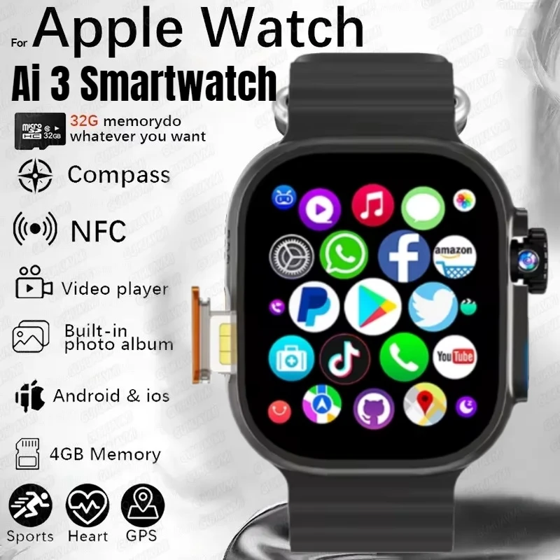 

Новые умные часы Ultra Ai3 4G Android Amoled HD камера GPS WIFI Google Play Store приложение загрузка игры Bluetooth умные часы