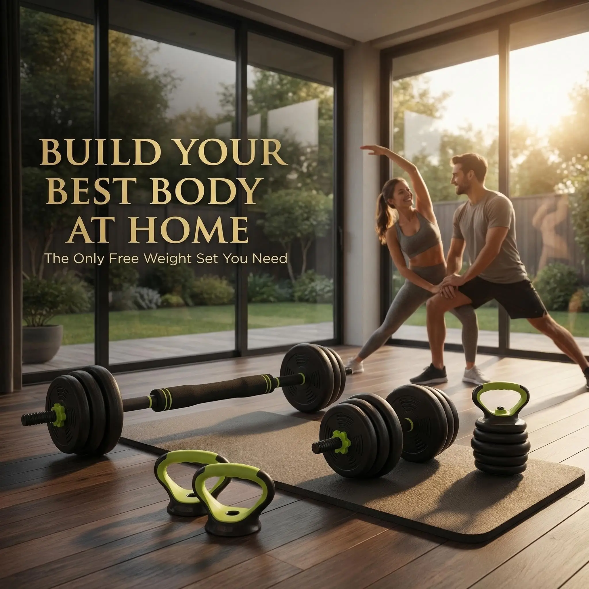 Adjustable Weight Set 44 Lbs, 4-in-1 Dumbbell Set and Barbell Weight Set for Home Gym, Converts to Kettlebell & Push-Up Stand, Free Weights Dumbbells Set for Men & Women Full Body Workout