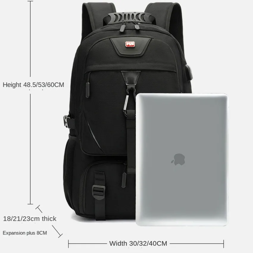 Mochilas de Negócios Expansíveis com Bolso para Sapatos Masculinos, Mochila de Viagem, Carregamento USB, Multifunções, Caminhadas, Laptop, 50L, 60L,