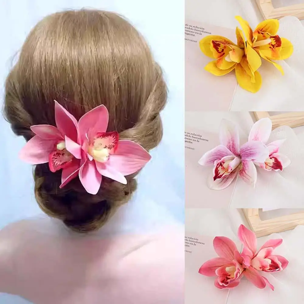

Bohemian Large Flower Hairpins Women Holiday Hair Clips Orchid Flower Hair Clips Bridal Barrette Beach Wedding Hairpin Headdress