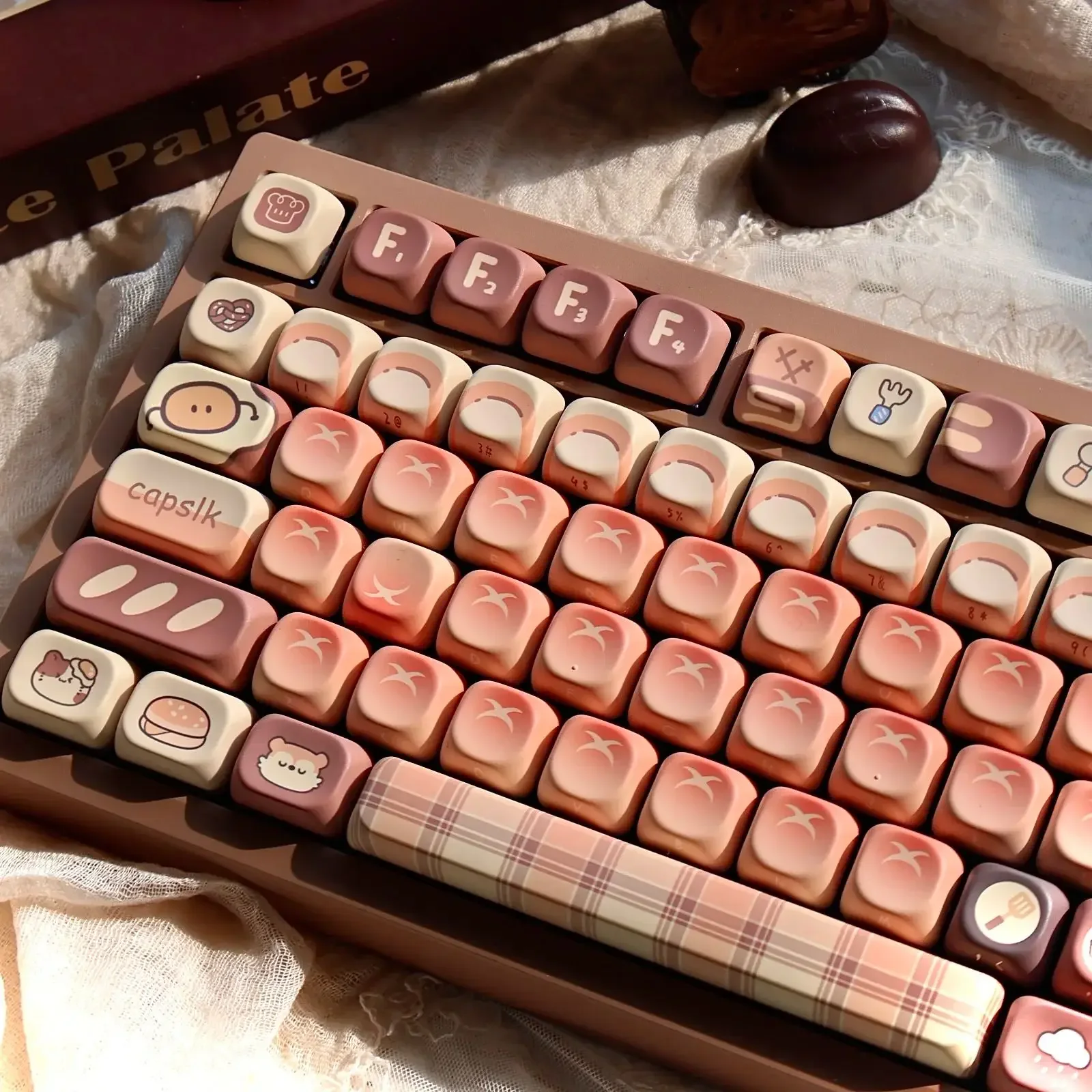 

Retro Keycap Alice Layout Cute Gradient Chocolate Bread Delicious Theme 2.25/2.75Ul Enter Key 133Keys Keycap For Aulat/Rain 75