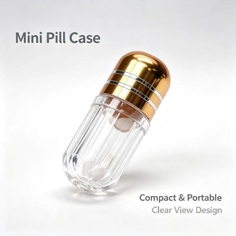 Transparent Travel Capsule Bottle with Metal Lid, Plastic Container Suitable for Personal Medications and Small Item Storage