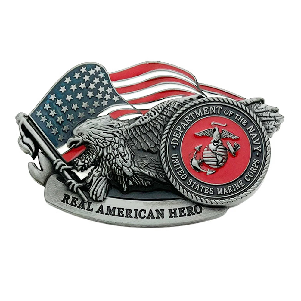 American Hero Pattern Belt Buckle Western Cowboy Style Retro Buckle for 3.8cm Width Belts