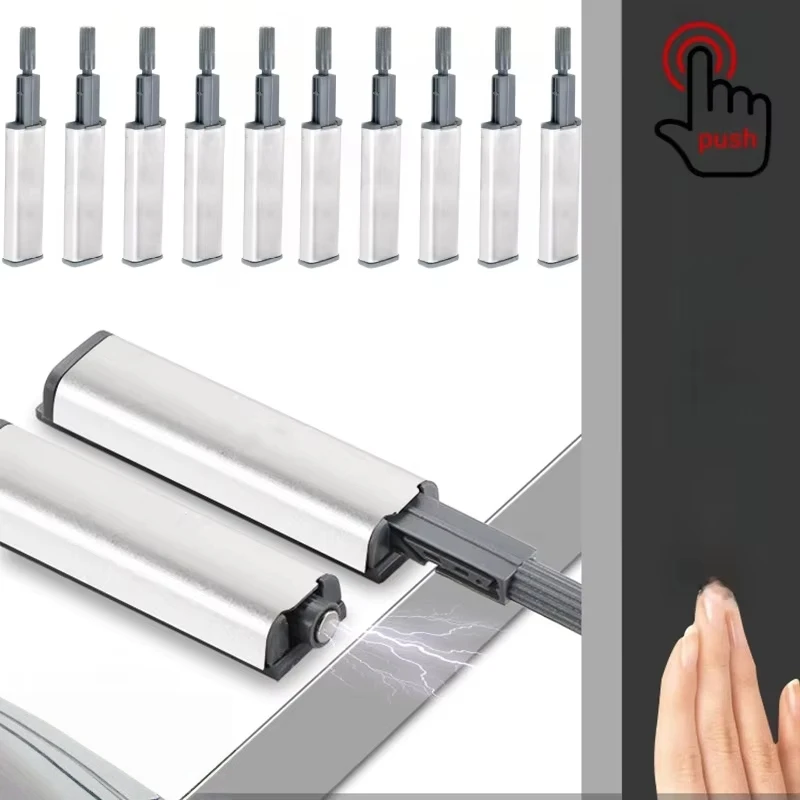 Self-Adhesive Magnetic Touch Open Push Latch Cabinet Drawer Hardware with Door Stopper And Damper Buffer for Kitchen No-Drill In