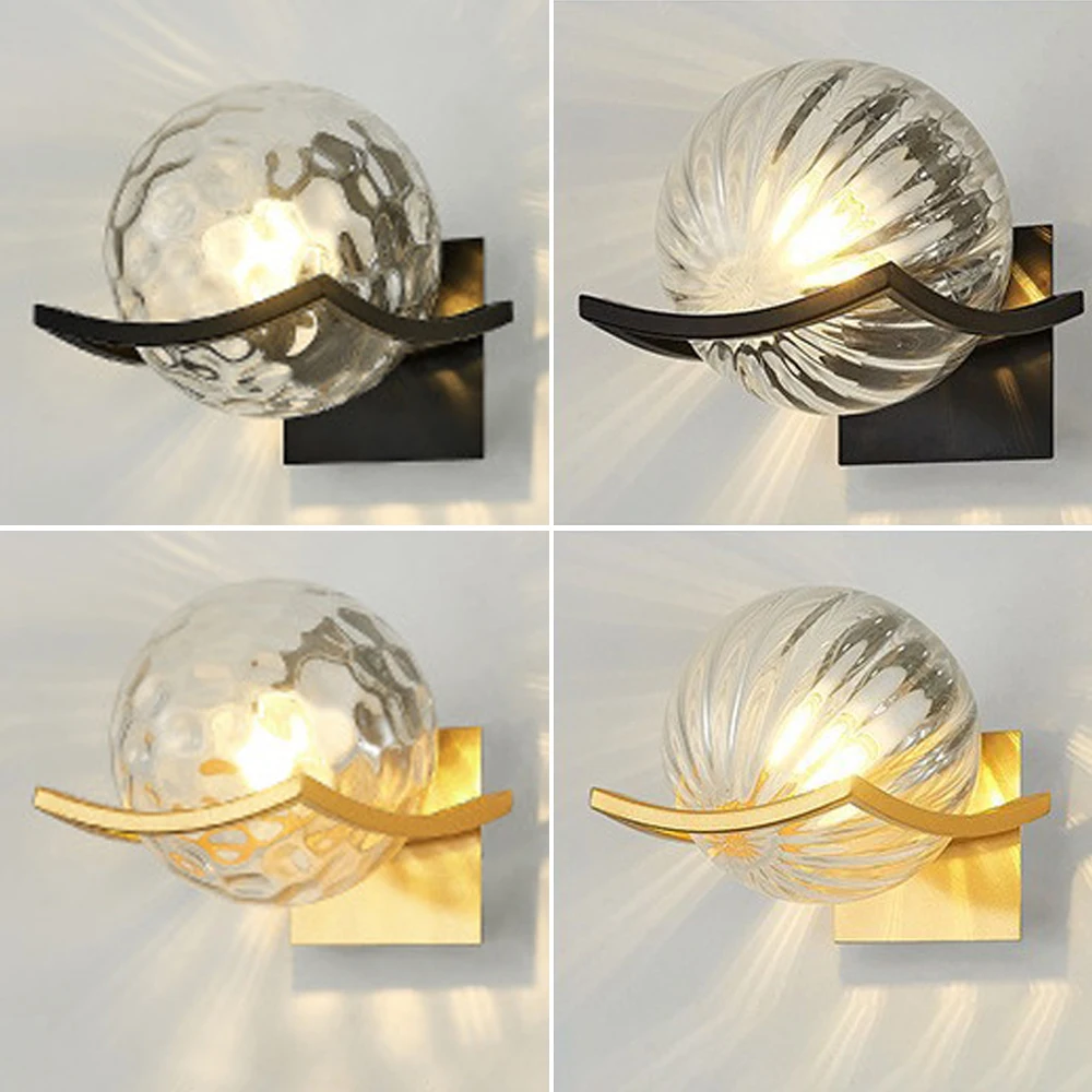 

Interior Wall Light Sconce Modern Nordic Glass Ball Wall Lamp Glass Lampshade for Kitchen Living Room Bedroom Lighting Fixture