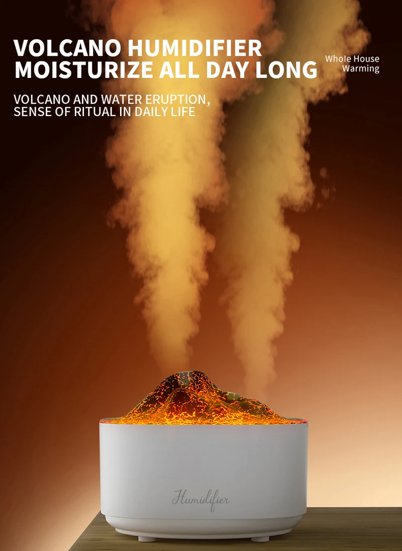 Hogar Creative Simulation Volcano Humidifier USB Simulated Dual Spray Water Refill With Atmosphere Office Home Desktop Humidifie